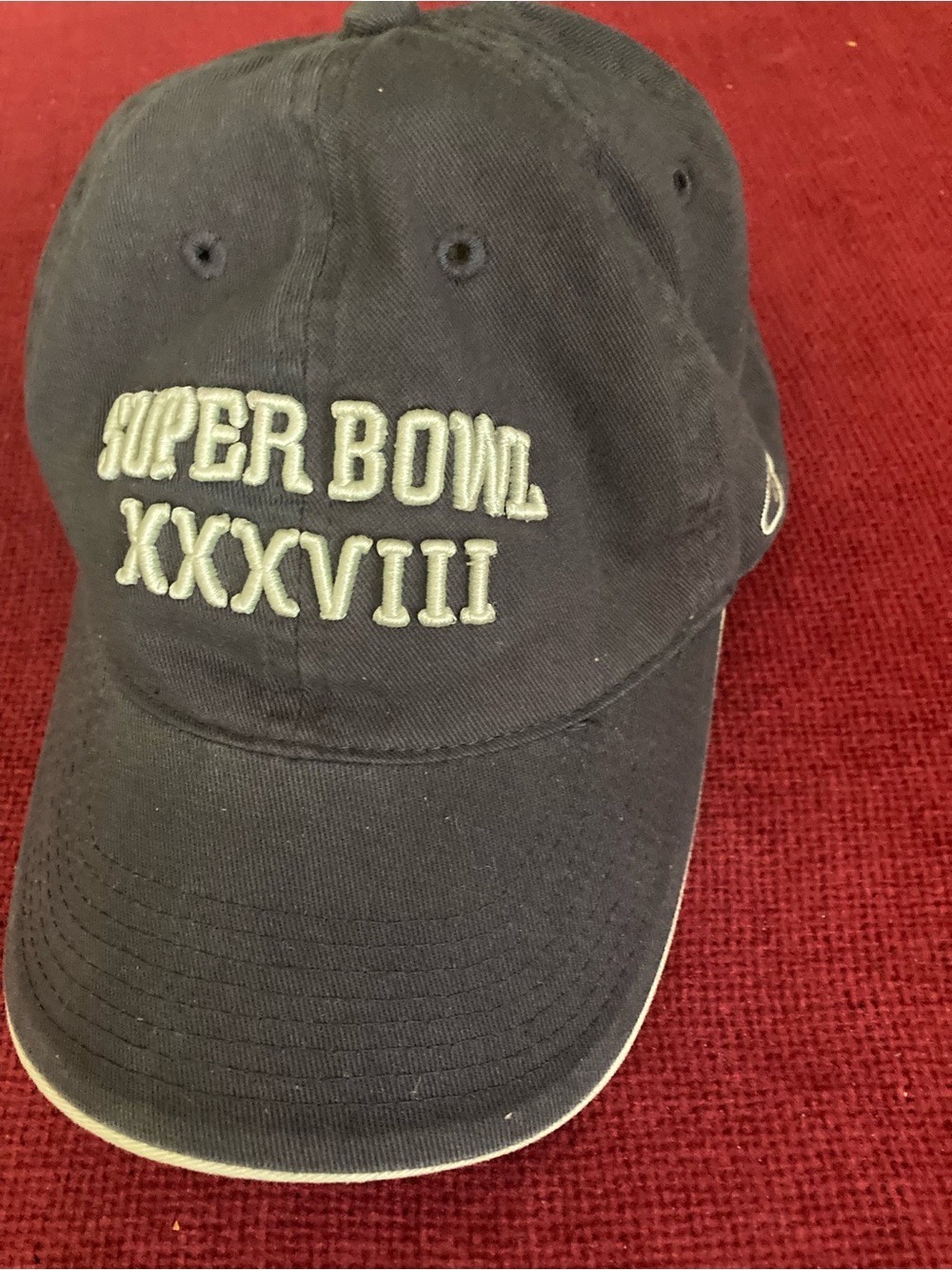 Super Bowl XXXVIII Embroidered Baseball Cap - Black with White Text